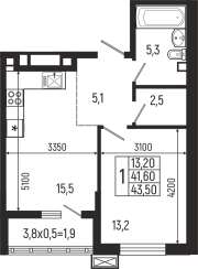 1-комнатная квартира