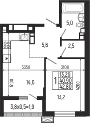 1-комнатная квартира
