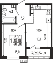 1-комнатная квартира