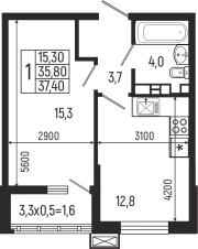 1-комнатная квартира
